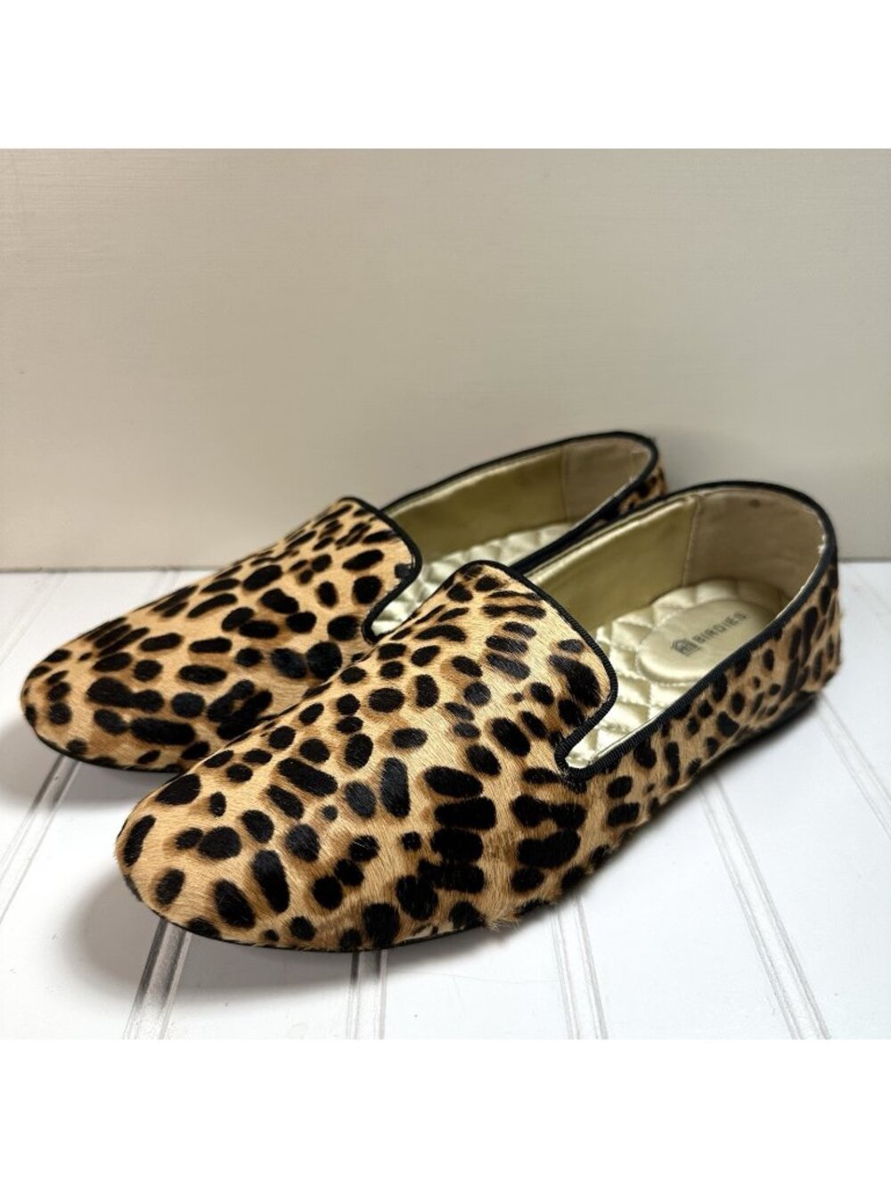 Birdies Loafers Size 7 Leopard Print Calf Hair Slip On Cushioned Comfort Shoes